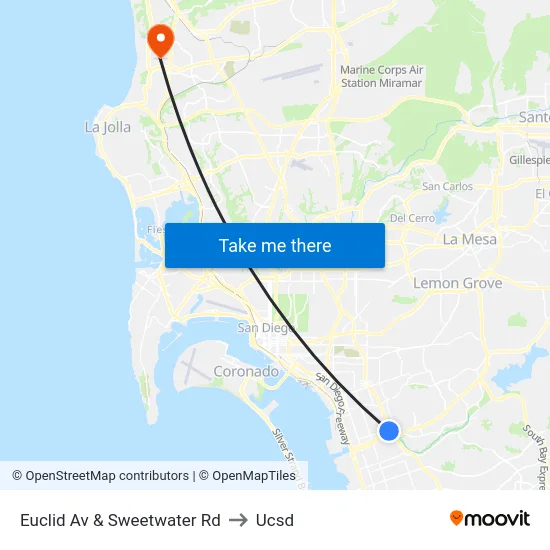 Euclid Av & Sweetwater Rd to Ucsd map