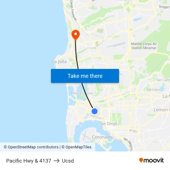 Pacific Hwy & 4137 to Ucsd map