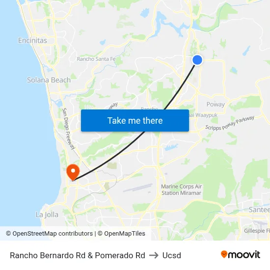 Rancho Bernardo Rd & Pomerado Rd to Ucsd map