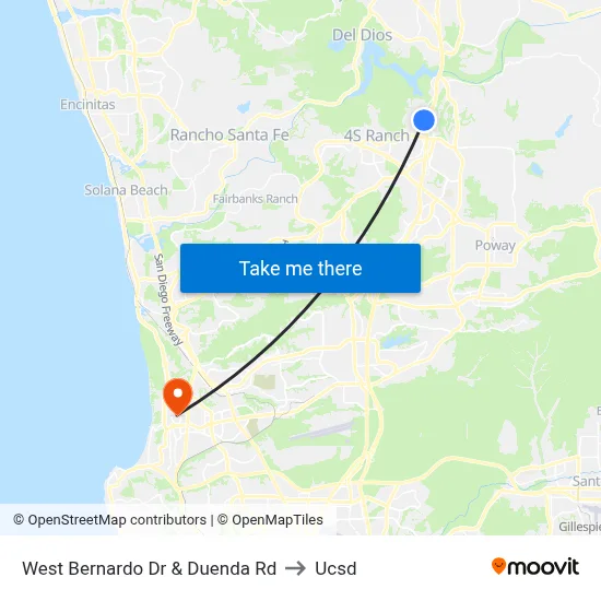 West Bernardo Dr & Duenda Rd to Ucsd map