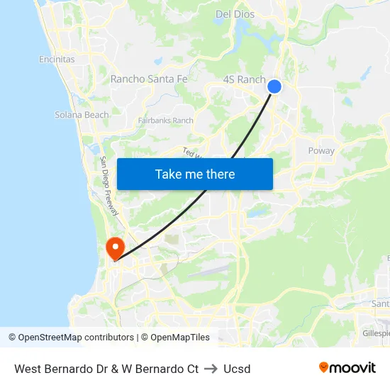 West Bernardo Dr & W Bernardo Ct to Ucsd map