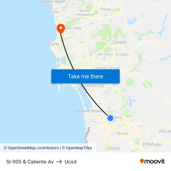 Sr-905 & Caliente Av to Ucsd map