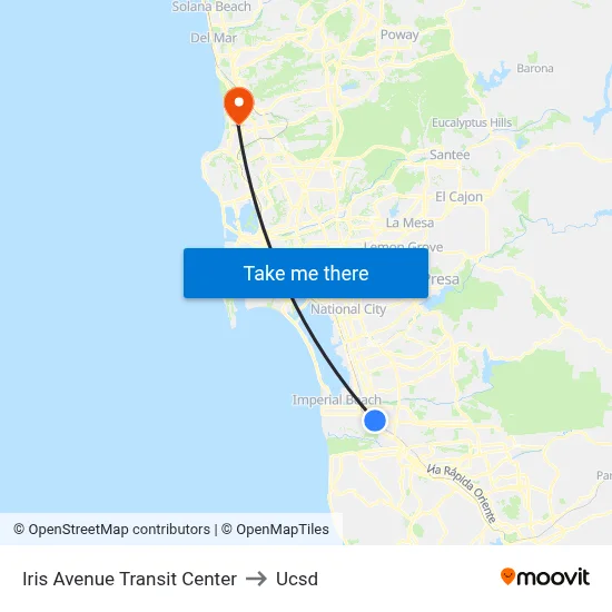 Iris Avenue Transit Center to Ucsd map