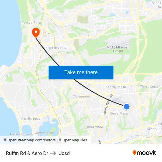 Ruffin Rd & Aero Dr to Ucsd map