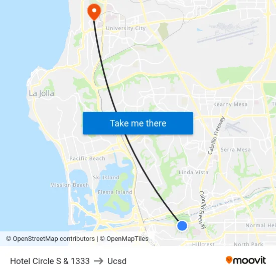 Hotel Circle S & 1333 to Ucsd map