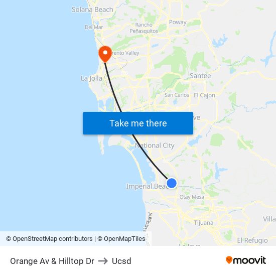 Orange Av & Hilltop Dr to Ucsd map