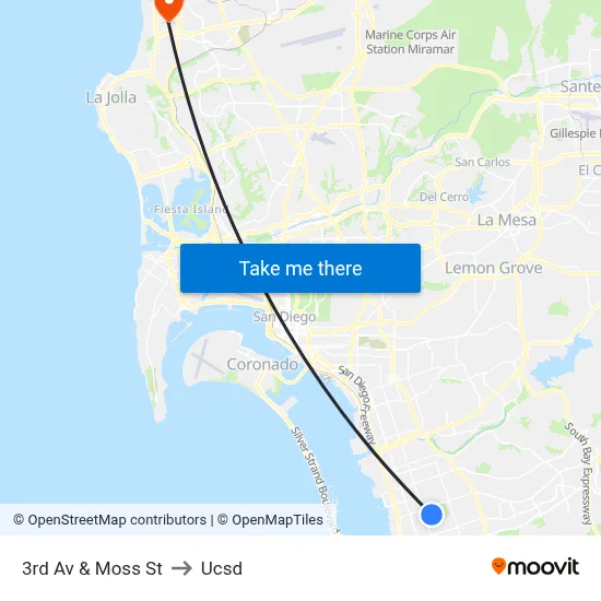 3rd Av & Moss St to Ucsd map