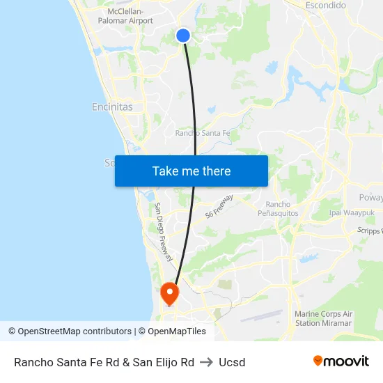 Rancho Santa Fe Rd & San Elijo Rd to Ucsd map