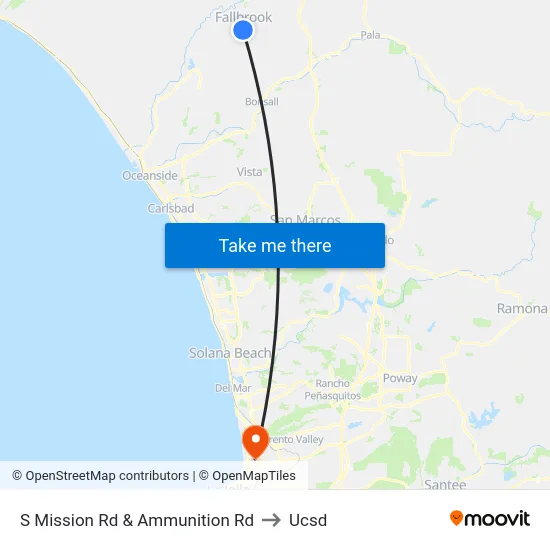 S Mission Rd & Ammunition Rd to Ucsd map