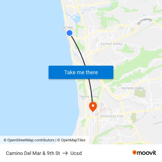 Camino Del Mar & 9th St to Ucsd map