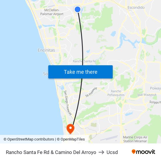 Rancho Santa Fe Rd & Camino Del Arroyo to Ucsd map