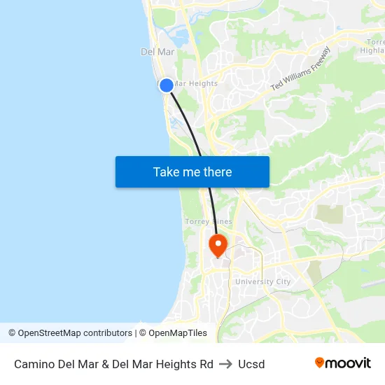 Camino Del Mar & Del Mar Heights Rd to Ucsd map