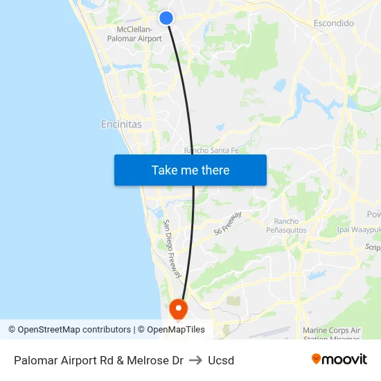 Palomar Airport Rd & Melrose Dr to Ucsd map