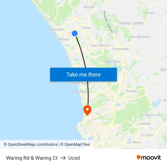 Waring Rd & Waring Ct to Ucsd map
