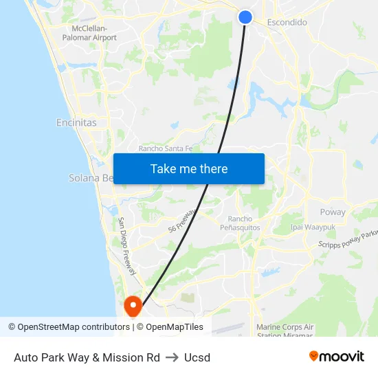 Auto Park Way & Mission Rd to Ucsd map