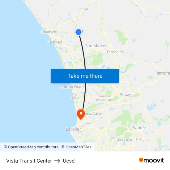 Vista Transit Center to Ucsd map
