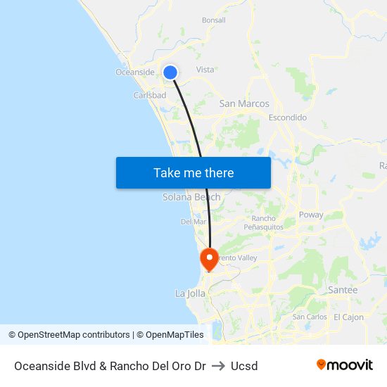 Oceanside Blvd & Rancho Del Oro Dr to Ucsd map