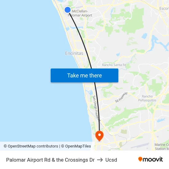 Palomar Airport Rd & the Crossings Dr to Ucsd map