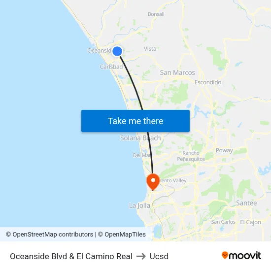 Oceanside Blvd & El Camino Real to Ucsd map
