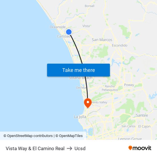 Vista Way & El Camino Real to Ucsd map