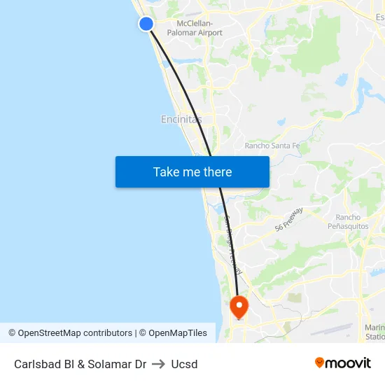 Carlsbad Bl & Solamar Dr to Ucsd map