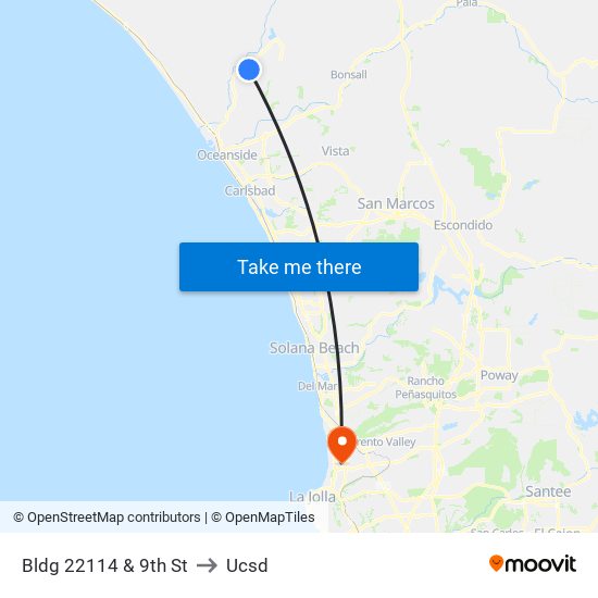 Bldg 22114 & 9th St to Ucsd map