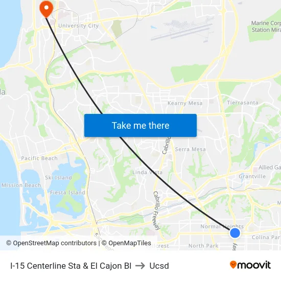 I-15 Centerline Sta & El Cajon Bl to Ucsd map
