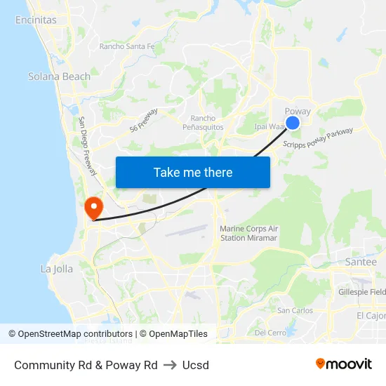 Community Rd & Poway Rd to Ucsd map