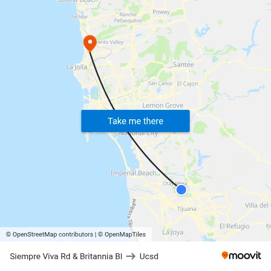 Siempre Viva Rd & Britannia Bl to Ucsd map