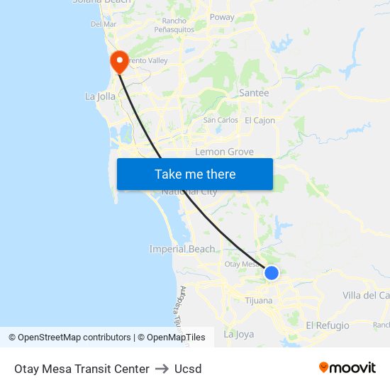 Otay Mesa Transit Center to Ucsd map