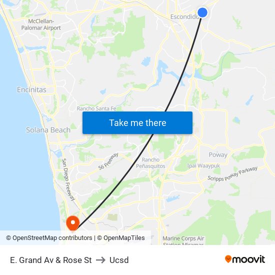 E. Grand Av & Rose St to Ucsd map