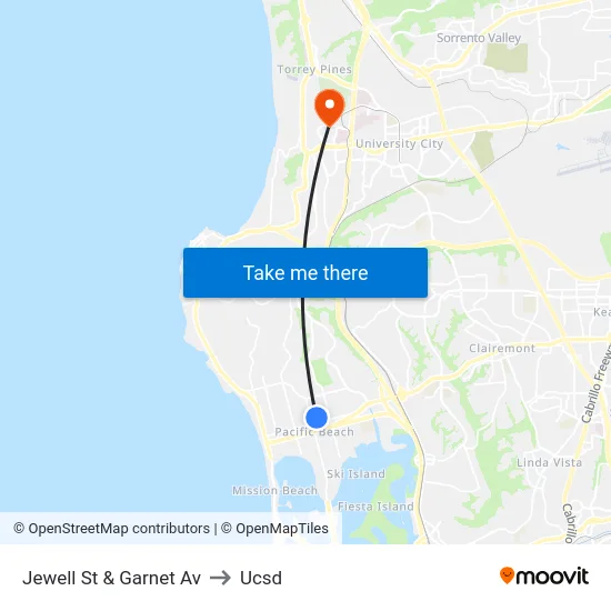 Jewell St & Garnet Av to Ucsd map