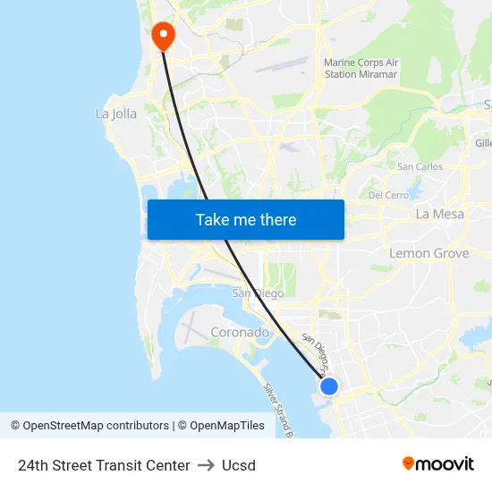 24th Street Transit Center to Ucsd map