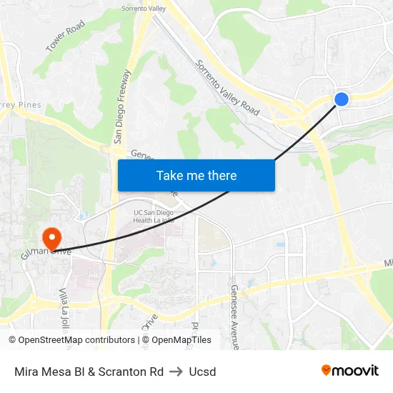 Mira Mesa Bl & Scranton Rd to Ucsd map