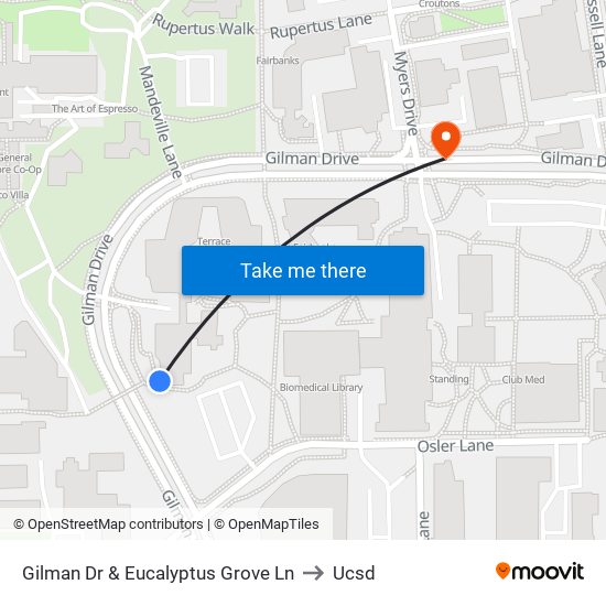 Gilman Dr & Eucalyptus Grove Ln to Ucsd map