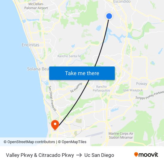 Valley Pkwy & Citracado Pkwy to Uc San Diego map