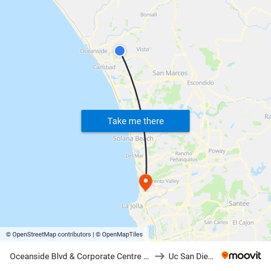 Oceanside Blvd & Corporate Centre Dr to Uc San Diego map
