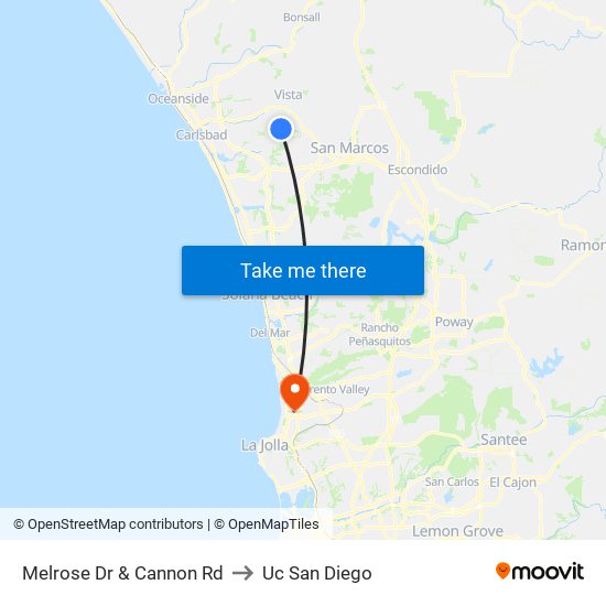 Melrose Dr & Cannon Rd to Uc San Diego map