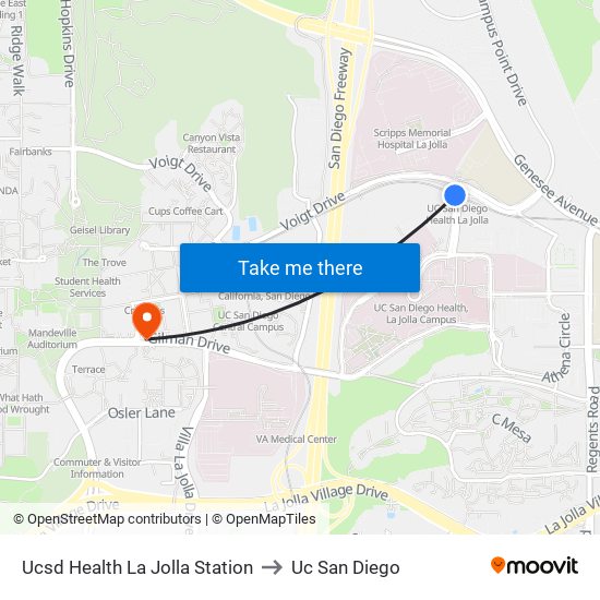 Ucsd Health La Jolla Station to Uc San Diego map