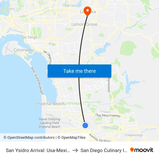 San Ysidro Arrival: Usa-Mexico Border to San Diego Culinary Institute map
