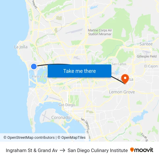Ingraham St & Grand Av to San Diego Culinary Institute map
