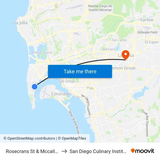 Rosecrans St & Mccall St to San Diego Culinary Institute map