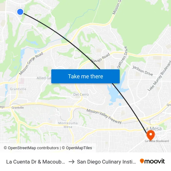 La Cuenta Dr & Macouba Pl to San Diego Culinary Institute map