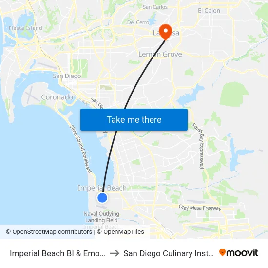 Imperial Beach Bl & Emory St to San Diego Culinary Institute map