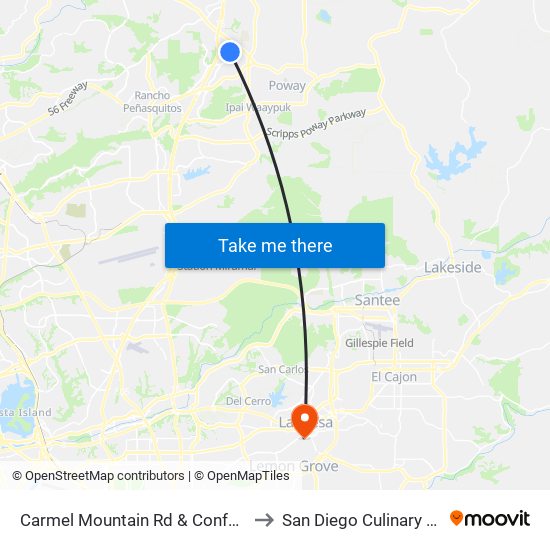 Carmel Mountain Rd & Conference Way to San Diego Culinary Institute map