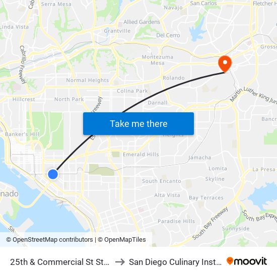 25th & Commercial St Station to San Diego Culinary Institute map