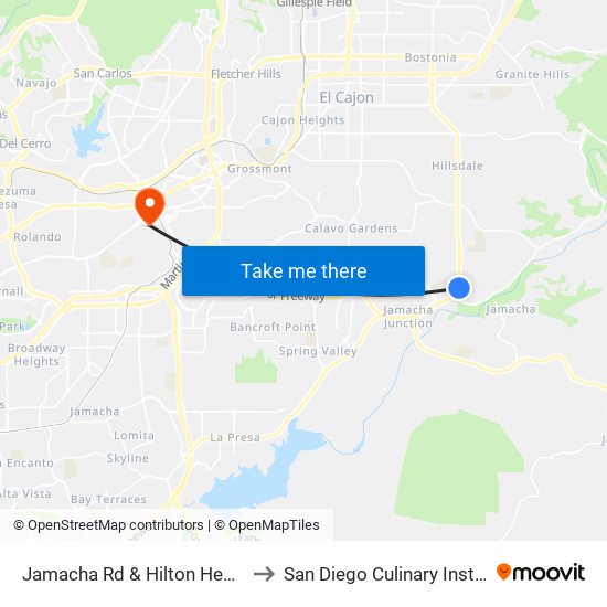 Jamacha Rd & Hilton Head Rd to San Diego Culinary Institute map