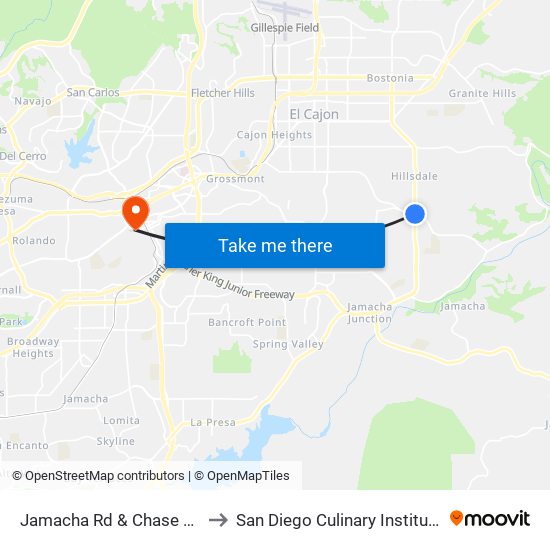 Jamacha Rd & Chase Av to San Diego Culinary Institute map