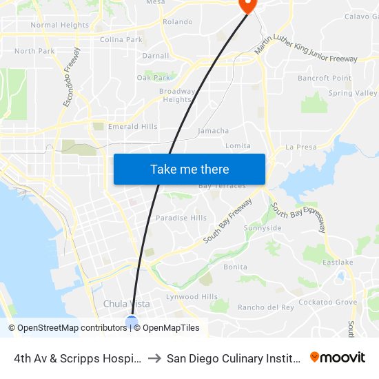 4th Av & Scripps Hospital to San Diego Culinary Institute map