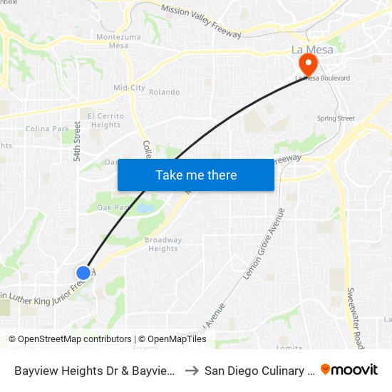 Bayview Heights Dr & Bayview Heights Pl to San Diego Culinary Institute map